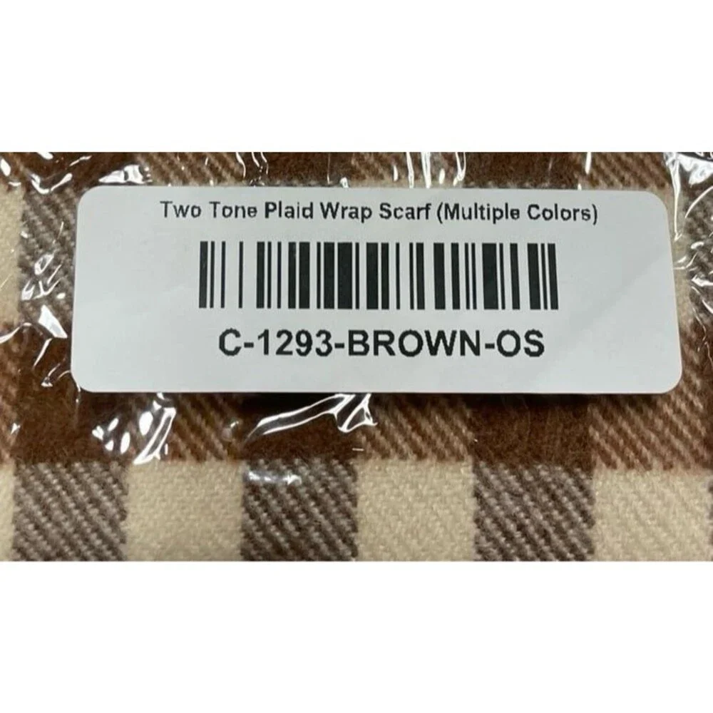 Scarf unisex scarf wrap scarf brown buffalo plaid blanket scarf brown plaid NEW